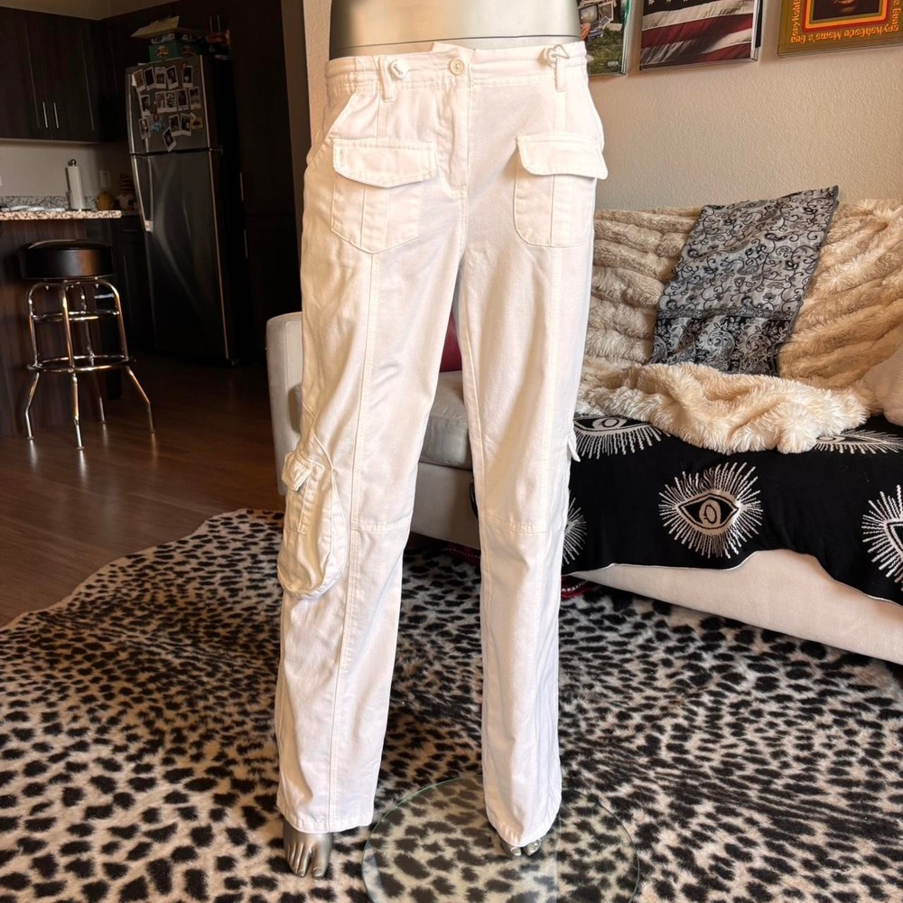 Brandy Melville White Cargo Pants | Utility Pocket Low Rise Y2K ⭐️